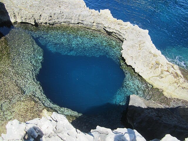 Blue hole of Gozo, Malta, seen from above