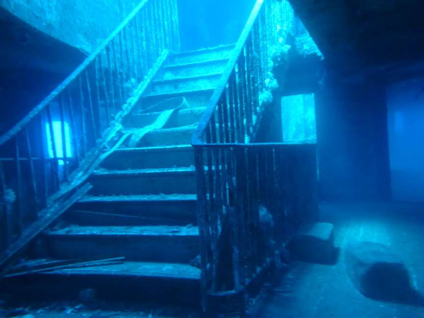 the stairs in the MV Karwela